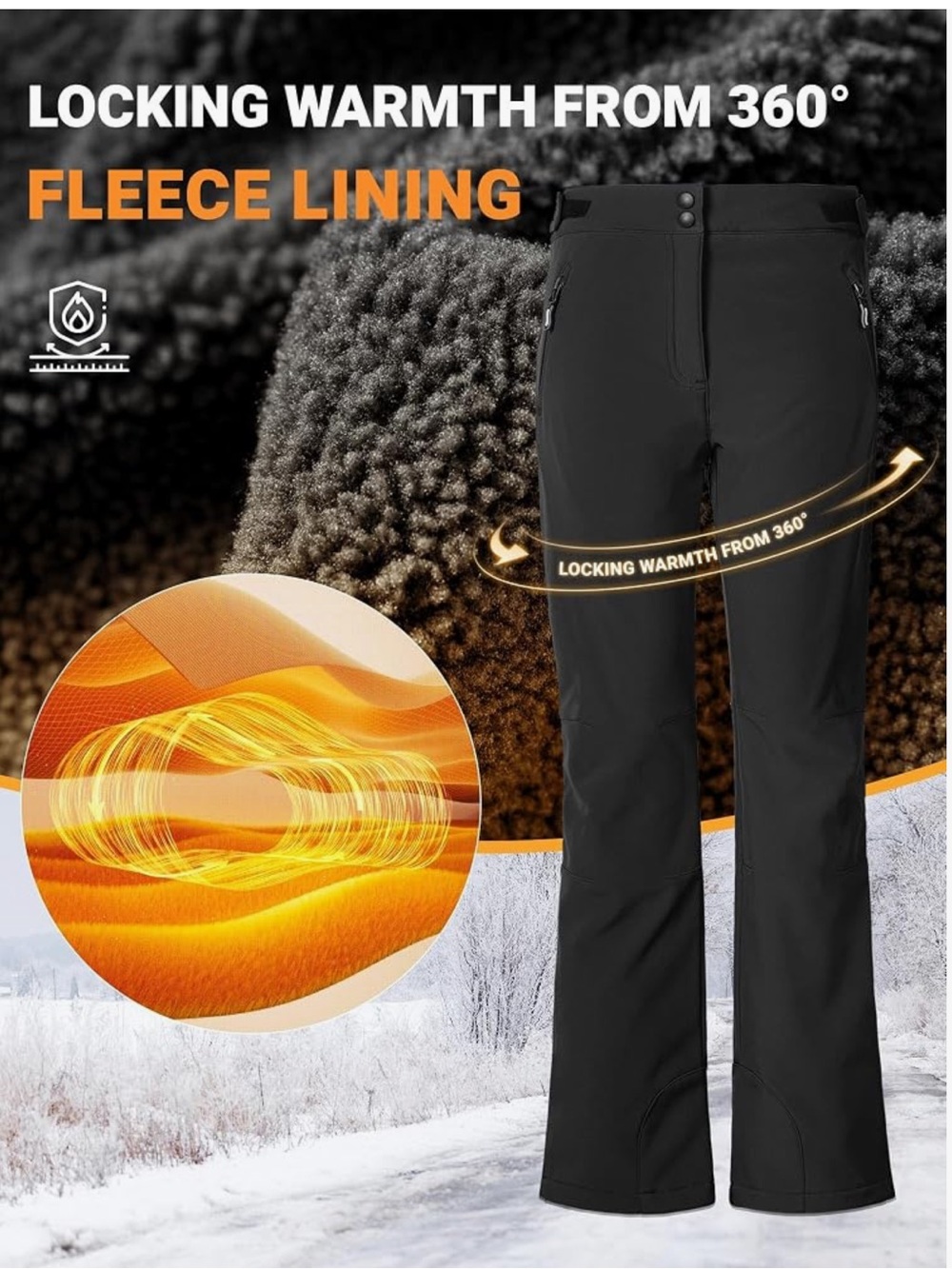 Outdoor Ventures women’s soft shell winter snow outdoor fleece lined pants XS